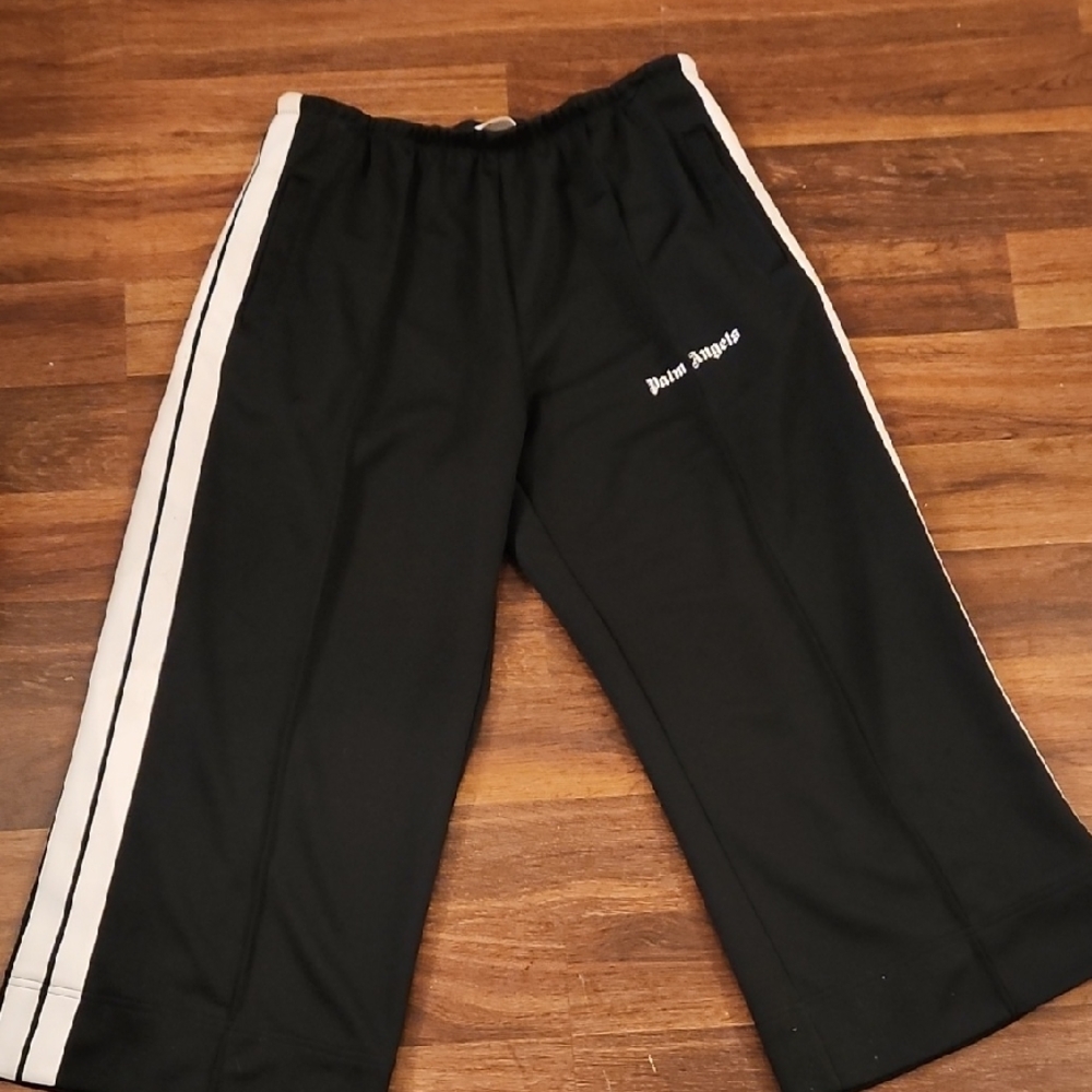 Palm Angels  Black Capris with White Accents